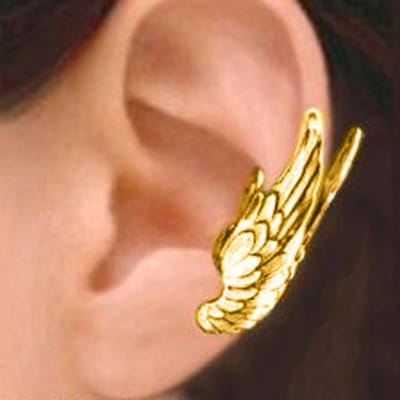 Huitan Persoonlijkheid Vleugel Oorbellen voor Vrouwen Niet-doorborende Oorklemmen Hip Hop Meisjes Accessoires Uniek Cadeau Statement Sieraden brown