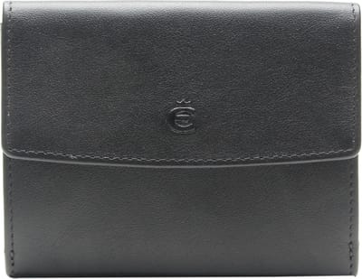 Esquire Leren Portemonnee Logo Pocket Wallet Black Zwart