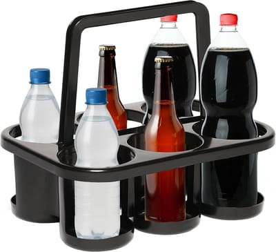 Novaliv flessendrager voor 6 flessen - Stabiele grip - Drankenmand kunststof, stapelbaar, 32x23x28cm antraciet - Ideaal voor keuken & kelder drankmand bierdrager drankdrager flessenbox