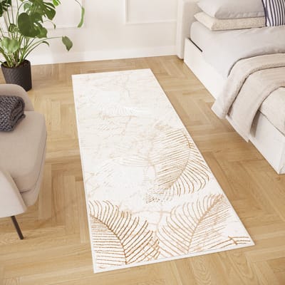 Tapiso Crystal Loper Tapijtloper Beige Licht Laagpolig Kleed Vloerkleed Maat- 70x250