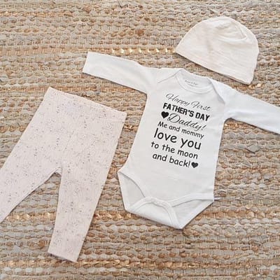 set romper papa happy first fathers day eerste vaderdag 62-68
