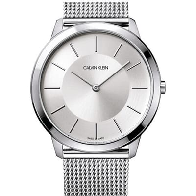 Montre Calvin Klein Série Minimaliste Mouvement Quartz Bracelet en Acier Inoxydable Cadran Argenté Montres Homme K3M21126 Silver Dial white