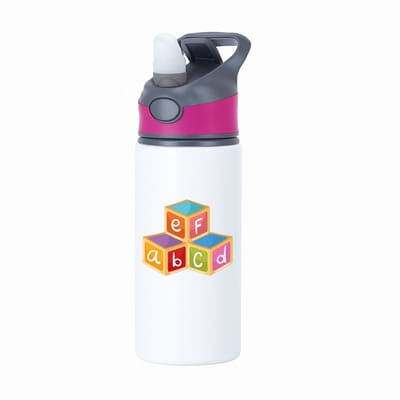 Hacebo® - Blokken waterfles met rietje roze - Kind - baby's - Letters - letter lezen - peuters - speelgoedblokken - water fles - 650ML