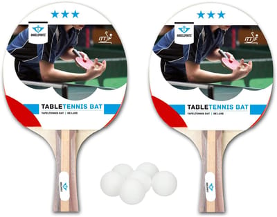 Tafeltennis set met 2x batjes 3 sterren + 18x tafeltennis/ping pong balletjes wit 4 cm - Sportief binnen en buiten speelgoed