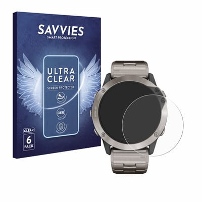 Savvies - Screenprotector voor Garmin quatix 6x Solar - Folie Beschermfolie transparant 6 Stuks