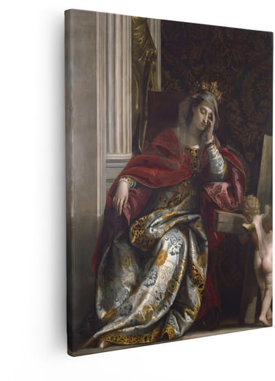 Artaza Canvas Schilderij Koningin Titiaan - 40x50 cm - Wanddecoratie Oude Meesters - Muurdecoratie Vrouw - Decoratie Woonkamer