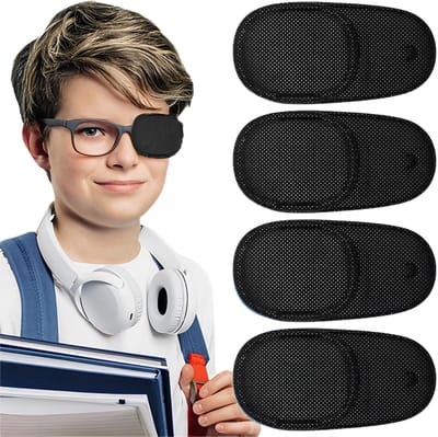 Ooglapjes, 4-pack, scheelzienslapjes, ooglapjes, bedekken linker- of rechteroog, verbeteren het zicht en corrigeren amblyopie, zwart