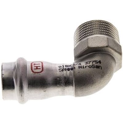 90 graden L-Perskoppeling - 18mm Persmof & R 3/4'' Buiseinde - RVS
