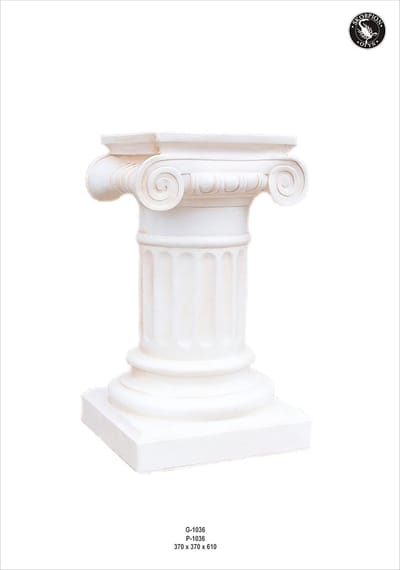 Decoratieve Zuil - Bloemenstandaard Voetstuk - Binnen Buiten - Gemaakt Van Natuursteen - Hoogte 61 cm - Wit