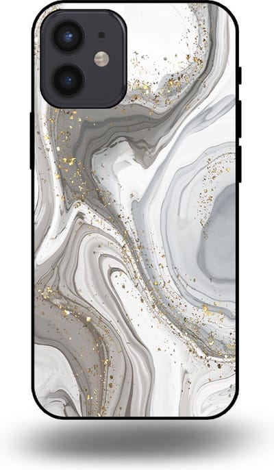 Smartphonica Telefoonhoesje geschikt voor iPhone 12 Mini met marmer opdruk - TPU backcover case marble design - Zilver geschikt voor iPhone 12 Mini