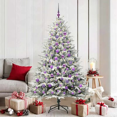 vidaXL - Kunstmatige - Voorverlichte - Kerstboom - met - Ballenset - Groen - 180 - cm
