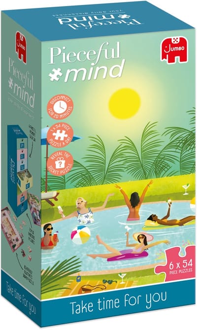 Pieceful mind - Take time for you - Legpuzzel - 6 puzzels van 54 stukjes - Mindfulness oefening - Ontspanning cadeau - Vanaf 14 jaar