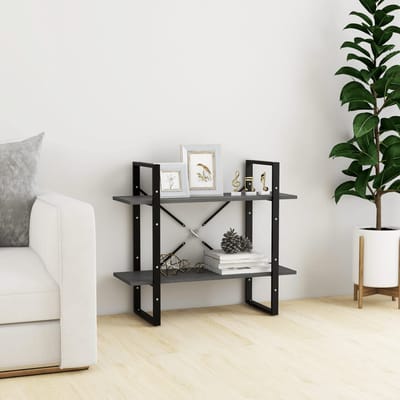 vidaXL - Boekenkast - met - 2 - schappen - 80x30x70 - cm - massief - grenenhout - grijs