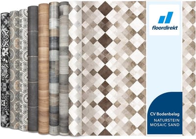 FLOORDIREKT PVC-Vloeren - Toscana Sand - Vinyl vloeren - Tegeloptiek - Dikte 2,7 mm - 100 x 100 cm