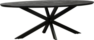 Eettafel Colorado ovaal mangohout 180x100 cm - verjongde rand - Zwart