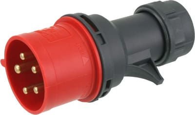 CEE stekker 32A - 5 polig - rood - IP44 - kunststof - schroefklem