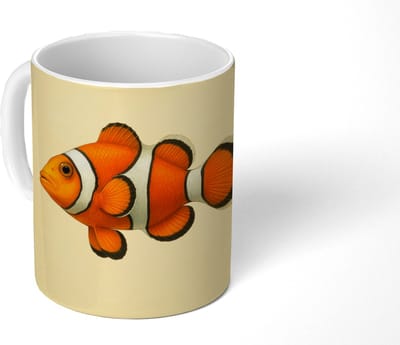 Mok - Koffiemok - Vis - Oranje - Strepen - Mokken - 350 ML - Beker - Koffiemokken - Theemok