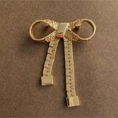 Klassiek Middenontwerp Kristallen Dopjes Lint Strik Broche Speld Voor Vrouwen Mannen Barokke Stijl Gouden Kleur Insignes Corsages Gespen brown