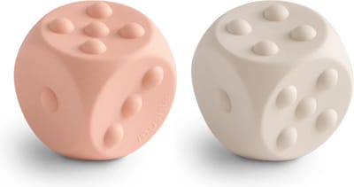 Mushie Dobbelsteen Siliconen Blush/Shifting Sands (2 stuks)