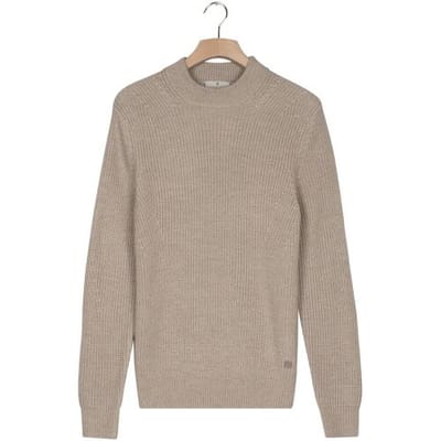 Thomas Maine Trui Turtle Neck Half Cardigan Stitch Elastan Plated Melange Color Beige / male