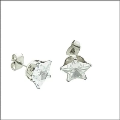 Aramat Jewels | Oorbellen | RVS Ster Oorbellen met Zirkonia - Sterretjes Oorstekers | Zilverkleurig / 10mm / Transparant | | | Staal | Kinderen, Volwassenen | Verkleurd niet