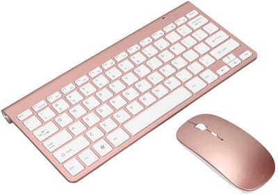Dailygoody - Draadloze Toetsenbordmuisset - Ergonomisch Ontwerp - Rosé goud - UV-gecoate Keycaps - Geschikt voor Desktopcomputers en Mobiele Apparaten