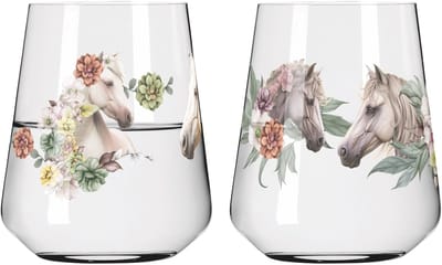 Ritzenhoff Waterglazen - Paard Bloemen Design - 2 Stuks - Kristalglas - 510 ml - Drinkglazen voor Water, Limonade, Sap & Cocktails - Geschikt voor de Vaatwasser