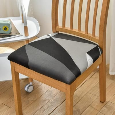 Housse de coussin de siège extensible imprimée, motif floral, housse de chaise élastique pour salon, bureau, salle à manger, décoration de la maison, housse amovible 1 piece black