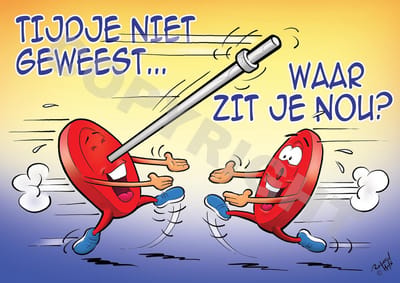 Ansichtkaart 50 stuks TIJDJE NIET GEWEEST... WAAR ZIT JE NOU? Running weights - Fitness