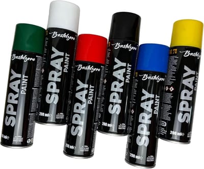 Spuitverf Set 6 Glanzende Kleuren Sneldrogende Lak voor Hout, Steen, Metaal en Glas