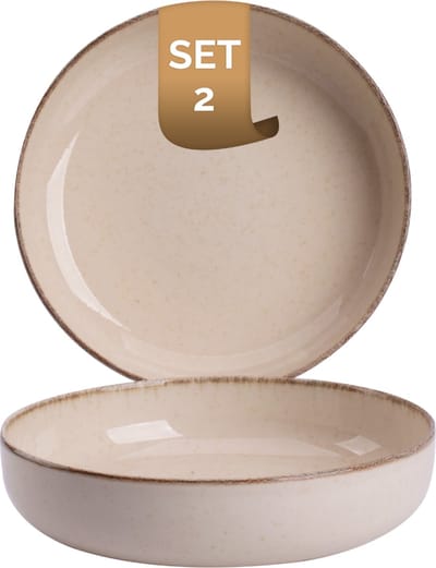 Palmer - Antigo - Bord diep - Pastabord - 2 stuks - ø 19 cm - Crème - Porselein - Bordenset