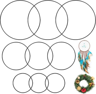 9x Zwarte Metalen Hoepels voor Macramé, Dromenvanger Frames en Bloemenkransen - 10, 15, 20 cm