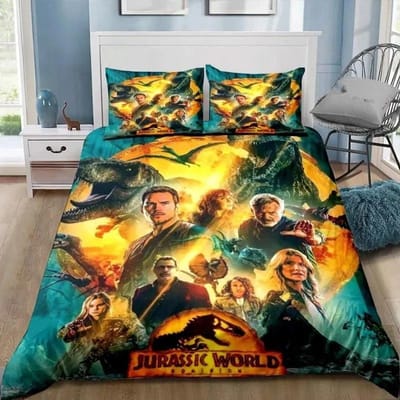 Dinosaurus Jurassic Park 3D Print Beddengoed Set Eenpersoons Twin Volledig Queen King Maat Bed Set Volwassene Kind Slaapkamer Beddengoed Cadeau 180X210cm-3pcs