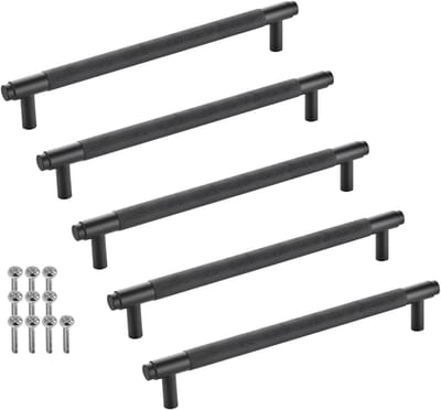 SOTECH 5 stuks meubelgrepen BLACKLINE VIII BA 192 mm mat zwart (lengte 224 mm, diameter 14 mm, hoogte 35 mm) design vitrinegreep van aluminium