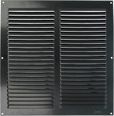 Vierkante Ventilatie Rooster Aluminium met Muggennet - Zwart - 250x250mm
