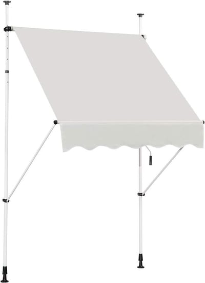 COSTWAY 1,5/2,5/3/4 x 1,2 m Telescopische zonnescherm luifel, klemluifel, intrekbare luifel zon onderdak, UV-bestendig waterdicht zonneluifel met handslinger, in hoogte verstelbare balkonluifel voor venster balkon tuin