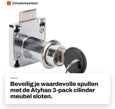 Dailygoods- Cylinder Lock - 3-pack - Kast Slot - Meubelslot - Kistslot - Kastsloten Baby - Hoogwaardige Zinklegering - Kastslot
