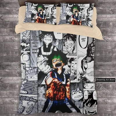 3D Print MANGA Anime My Hero Academia Beddengoed Set Jongens Meisjes Twin Queen Full Size Dekbedovertrek Kussensloop Bed Volwassen Slaapkamer US Twin 173x218cm
