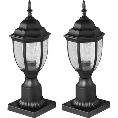 2 Pièces Lampadaire Extérieur Crépuscule à l'Aube Luminaire 390 mm Poteau Support de Pilier