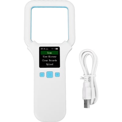 Scanner de puces pour animaux de compagnie, double fréquence 134,2 kHz 125 kHz, lecteur d'étiquettes d'animaux rechargeable portable en plastique pour