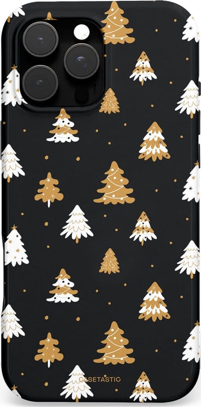 Casetastic Hoesje Geschikt voor Apple iPhone 16 Pro Max Magsafe - Stijlvolle Beschermende Duo-layer Case - Happy Chistmas Kerstbomen