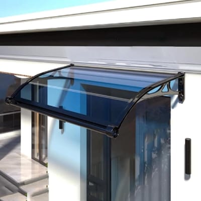 Moderne Deurluifels,Luifel Poly Carbonaat Deur & Raamluifel,Outdoor Deuroverkapping,Uitbreidbaar Deurdakje,UV-Bestendige Regenonderdak,Entreeluifel met Aluminium Beugel (50x100cm)