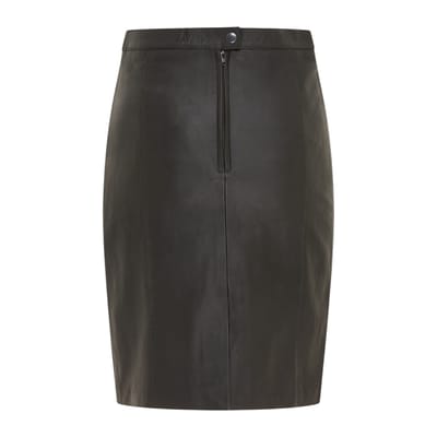 Dames zwarte leren Biker potlood lange midi rok - Avery