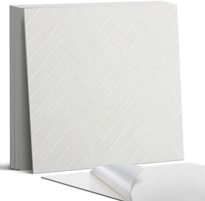 Coloray Wandpanelen Zelfklevend - Visgraatpatroon Zelfklevende Wandpanelen - 50 cm x 50 cm - Wit Wandpaneel PVC - 5 stuks - Texturen Wandpanelen Zelfklevend - Wandpaneel Keuken - Wandpanelen Badkamer
