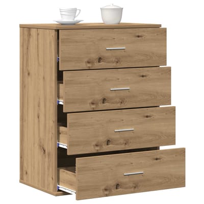 vidaXL - Dressoir - Artisan - Eiken - 60 - x - 39 - x - 80 - cm - Bewerkt - hout