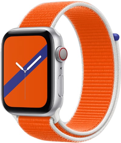 Stravo Nylon klittenbandje Horlogebandje Geschikt voor Apple Watch 46mm (Series 10/11), 45mm (Series 7/8/9), 44mm (Series 4/5/6, SE 1/2/3), 42mm (Series 1/2/3), 49mm (Ultra 1/2/3) – Licht & Stijlvol – Nederlands Oranje