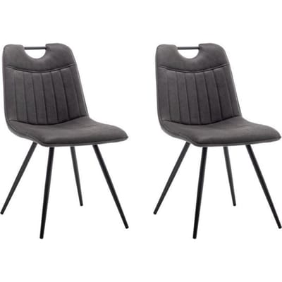 Furnihaus Eetkamerstoel Leon Microvezel Antraciet Set van 2