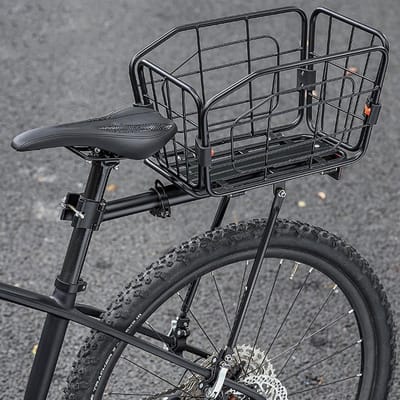 Fietsmand Achter - Bagagedrager Mand - Winkelen Pendelen - Stabiele Driehoek Steun - 20 Liter Inhoud - Zwart