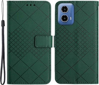 Coverup Hoesje - Geschikt voor Motorola Moto G85 Hoesje - Coverup Rhombus Book Case - Groen