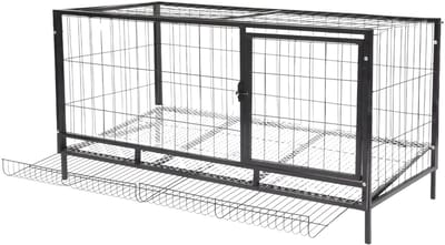 Kippenhok – Voor 9-10 kippen – Metal ren met automatische eieropvang, 120×58×62 cm – Groen